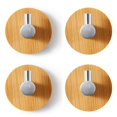 thumbnail image 1 of Ganchos De Pared De Bambú De Madera, 4 Piezas De Ganchos Autoadhesivos Ganchos Adhesivos De Madera Acero Inoxidable Y Ganchos De Bambú De Madera Autoadhesivos, 1 of 5