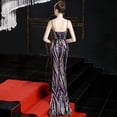 thumbnail image 2 of Vestido largo con cinturón para mujer, de alta gama, con lentejuelas, rayas, colores a juego, para la cena, reunión anual, 2 of 2
