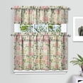 thumbnail image 2 of Pioneer Kitchen Curtains and Valance Set 36 Inch Tier Beautiful Pink Roses Bush 3 Pieces Set Dining Room Small Curtain Drapes Cafe Curtains Valance for Home Decor Rod Pocket, 2 of 6
