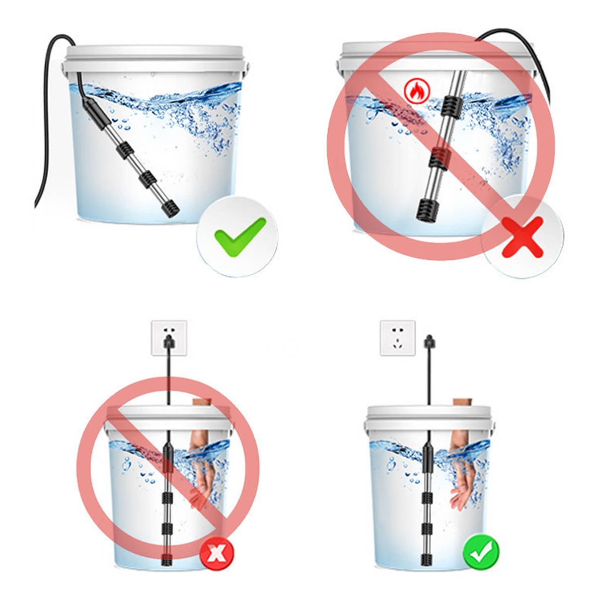 1500w Immersion Water Heater with Thermostat, Temperature Control Portable Bathtub Bucket Submersible Heater,Pool Heater for Inflatable Above Ground Swimming Pool