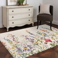 thumbnail image 5 of Watercolor Wildflowers Area Rug 4x6 Washable Rug Non Slip Farmhouse Botanical Flowers Herbs Large Area Rug Indoor Floor Carpet for Entryway Bedroom Kitchen Living Room Home Office Dining Room Nursery, 5 of 7