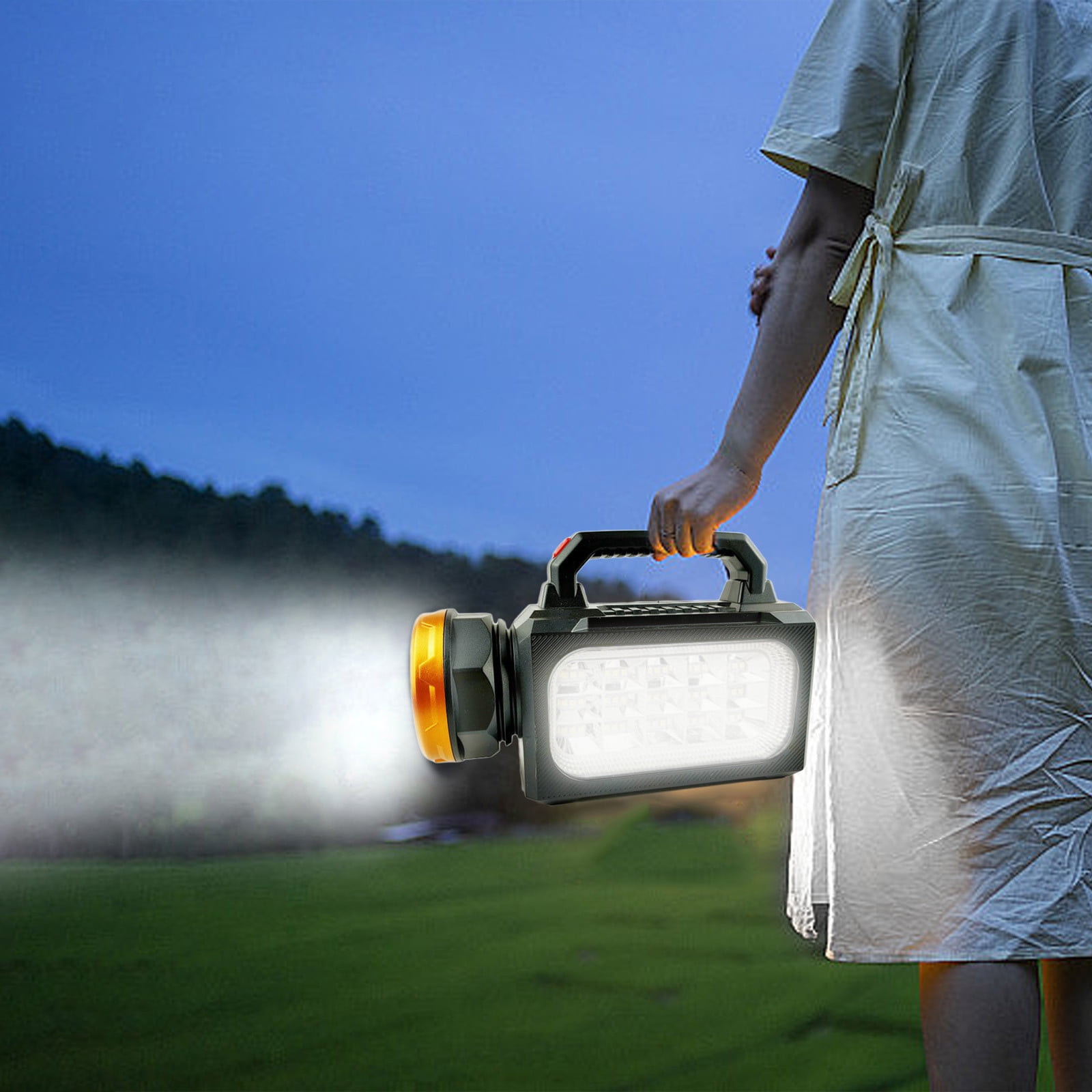 Solar Lamp | Super Bright LED Camping Lantern | USB & Solar Rechargeable Flashlight | IPX65 Waterproof | 2400mAh Battery | Multi-Mode Emergency Tent Light | Portable Handheld Design