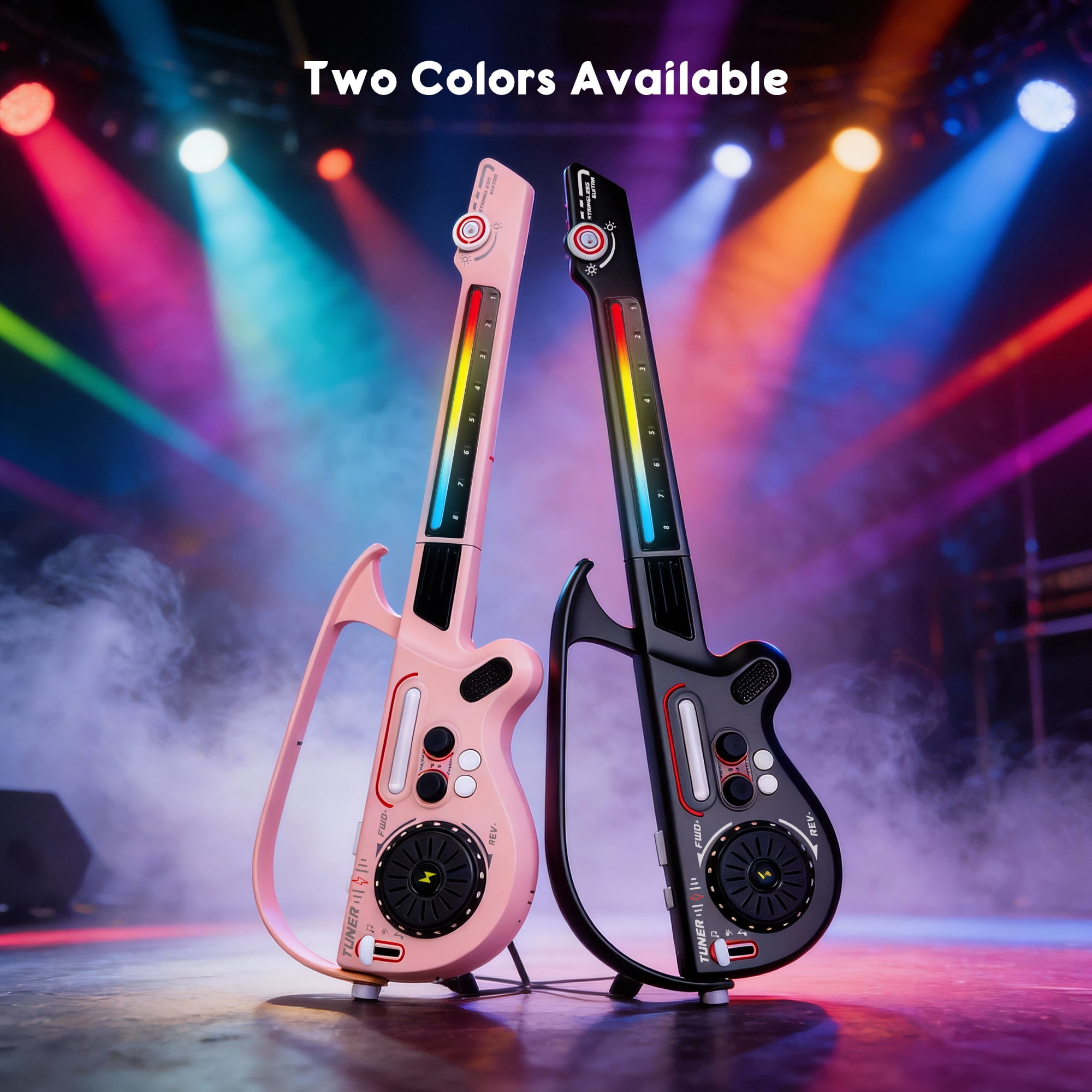 SaveJoy Kids Electric Guitar Toy with Lights & Sounds, 4-in-1 Musical Instrument with DJ Turntable & Bluetooth, Interactive Music Toy for Toddlers Ages 3-7, Gift for Boys & Girls