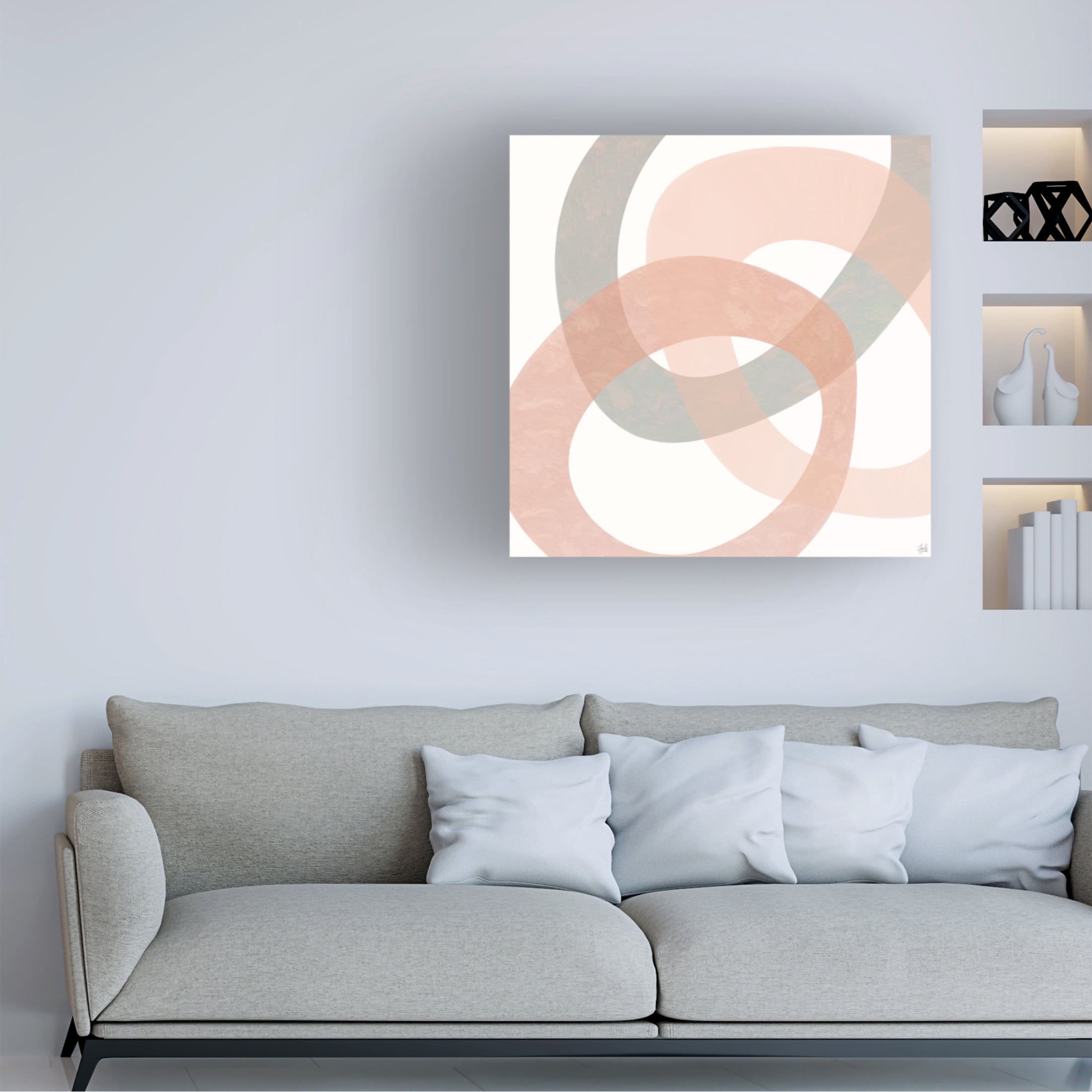 Canvas Wall Art - Line and Brush 'Ring Textured Overlay 3' Wall Art for Living Room, Bedroom, or Office Décor by Trademark Fine Art - 18 x 18 Inches