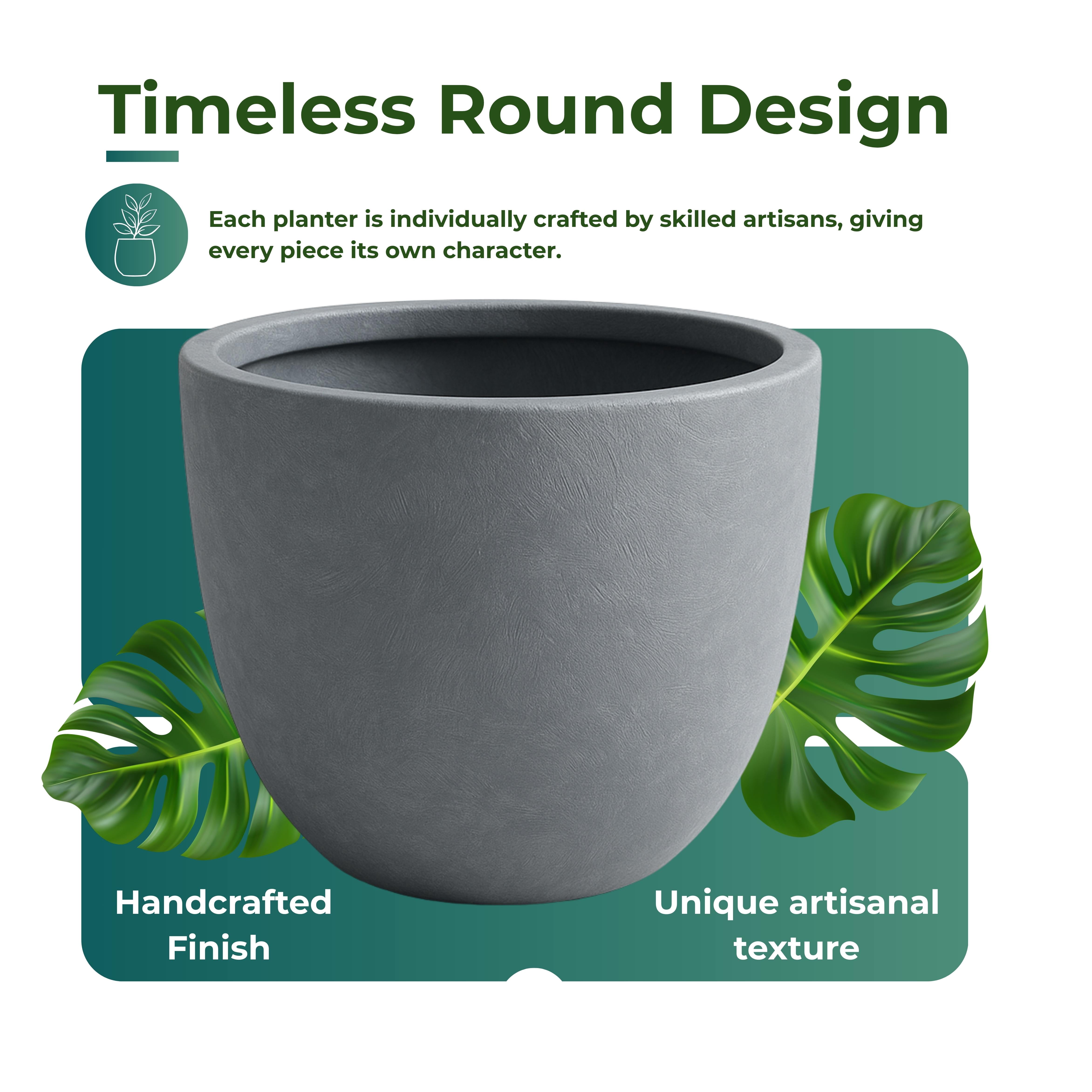 LeisureMod Dahlia Mid-Century Tapered Round Planter, Fiberstone & MgO Clay, Indoor/Outdoor Plant Pot