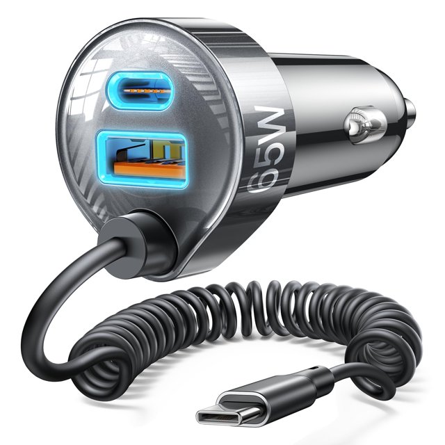 Cargador de coche LISEN 65W USB C de carga rápida para iPhone 16/15