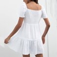 thumbnail image 4 of Vestido con mangas con volantes, vestido de mujer con botones, vestido de verano redondo, vestido plisado informal, calidad profesional, 4 of 6
