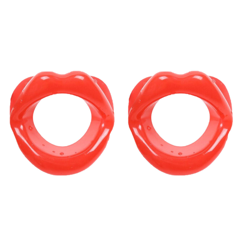 2pcs Red Silicone Face Slimmer Facial Exerciser Mouth Piece Face Lift Straightening Mouth