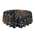 thumbnail image 5 of Halloween Spider Webs with Orange Spiders Round Tablecloth 60"x60",Wrinkle Wipeable Table Cloth for Kitchen Dining Room Picnic Patio Party, 5 of 6