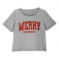 thumbnail image 4 of REORIAFEE Loungewear Sets for Women 3 Piece Christmas 3 Piece Pajama Short Sleeve Top and Shorts Santa Graphic Soft Sleepwear Gray XS-2XL, 4 of 7