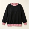 thumbnail image 5 of Women's Gingham Check Contrast Sweatshirt Ghalytn Mock Neck Drop Shoulder Loose Pullover Top, 5 of 5