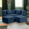thumbnail image 3 of Jaxx Zipline Convertible Sleeper Loveseat & Ottomans, Textured Microvelvet - Indigo, 3 of 7
