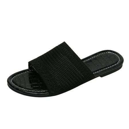 Women Sandals Fashion Simple Solid Color Summer New Pattern Flat Comfortable Cloth Upper Large Size Slippers Toe Sandals for Women Flat Sandals for Women Casual Summer Wide Width Sexy Sandals for