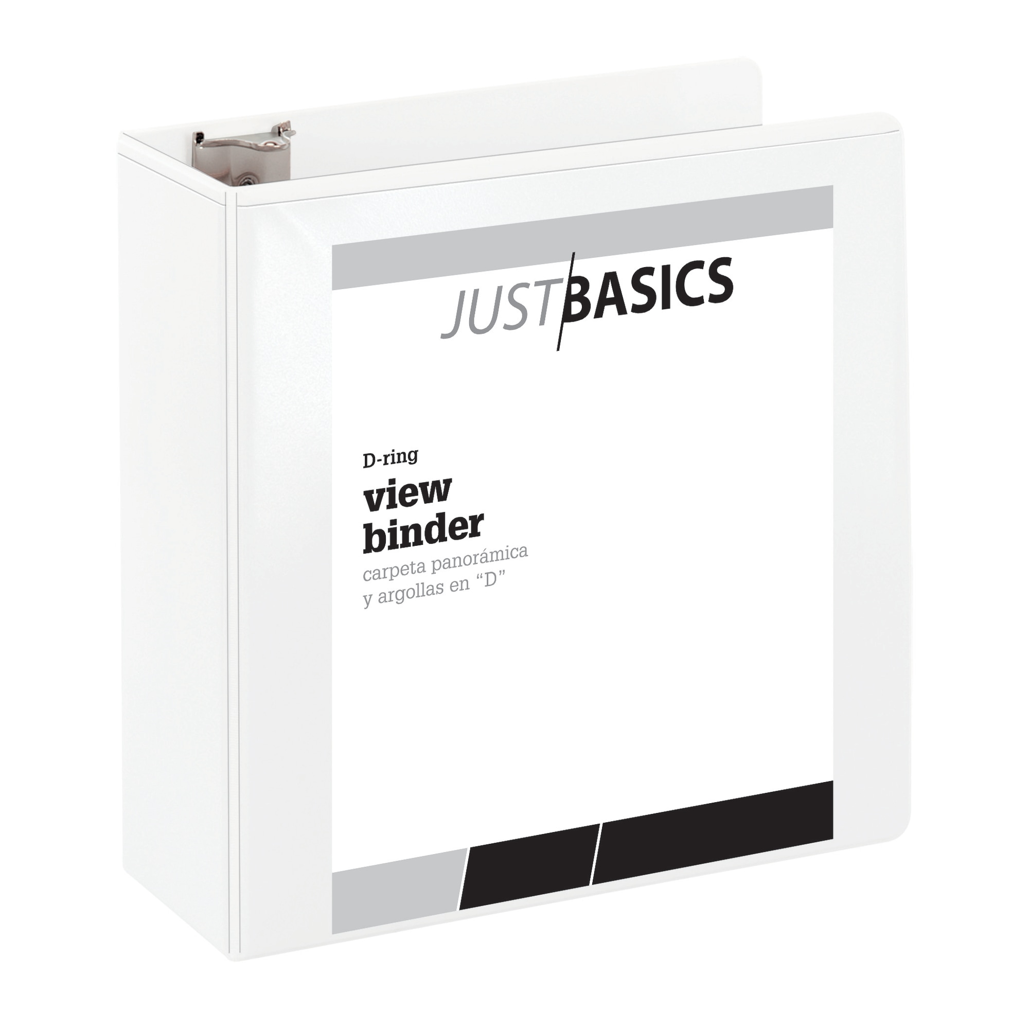 Just Basics D-Ring View Binder, Basic, 4' Rings, 54% Recycled, White