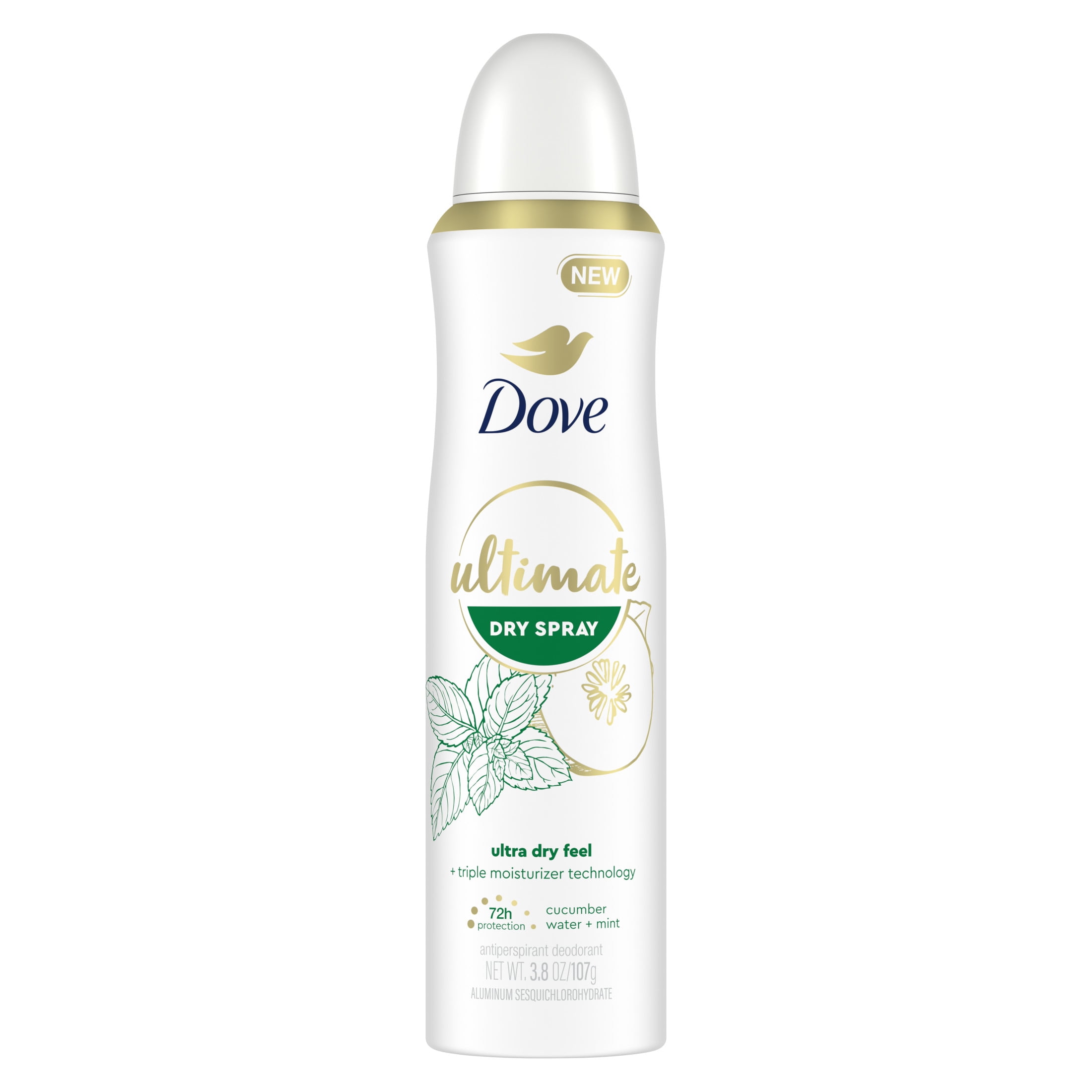 Dove Ultimate Dry Spray Antiperspirant Cucumber Water & Mint, 3.8 oz