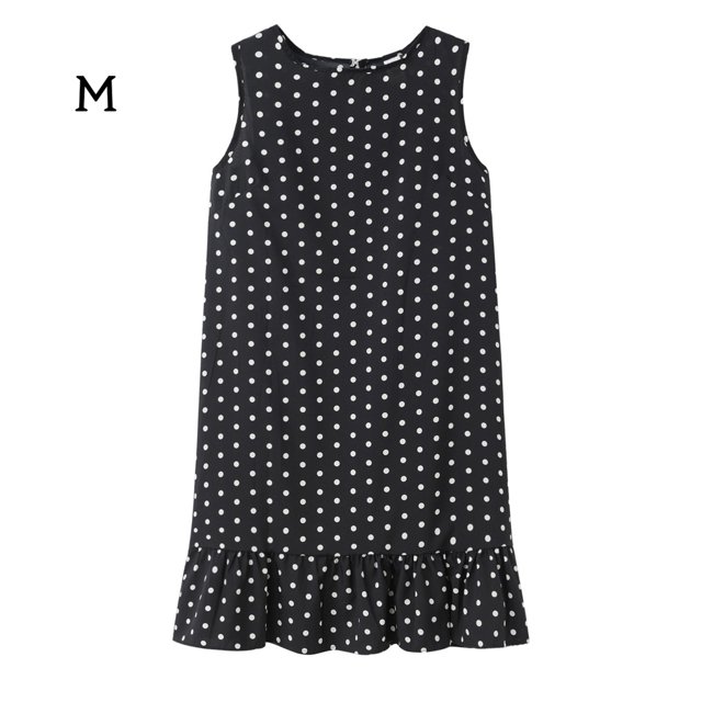 Vestido de mujer Vestido sin mangas con lunares Vestido sin mangas con volantes sueltos, Negro, M Sweethay AP002113-38