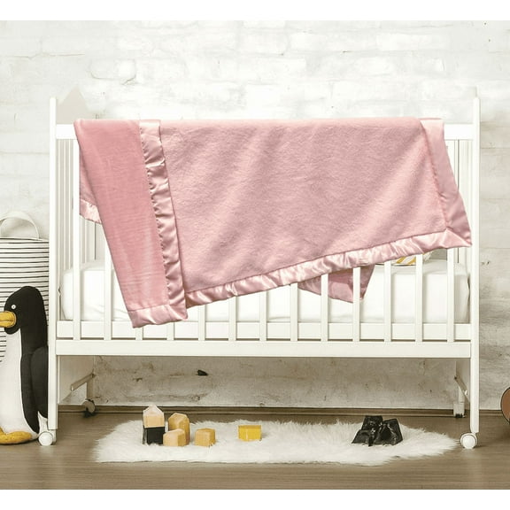 Baby Blanket Faux Fur Soft with Satin, Receiving Blanket, 30"x40", Pink, Outtek