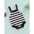 thumbnail image 3 of Franhais Baby Boy Girls Suspender Jumpsuit Casual Striped Newborn Infant Sleeveless Knitted Romper, 3 of 8