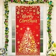 thumbnail image 5 of PALIFEUR Christmas Door Cover Golden Xmas Tree Merry Christmas Glitter Snowflake Door Cover Banners Photography Background for Winter Xmas News Year Holiday Party Decor, 71 x 35 Inch, 5 of 6