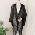 thumbnail image 1 of Chal de seda dividido para mujer, vestido de cena fino, borla decorativa, bufanda hueca protectora solar, 1 of 6