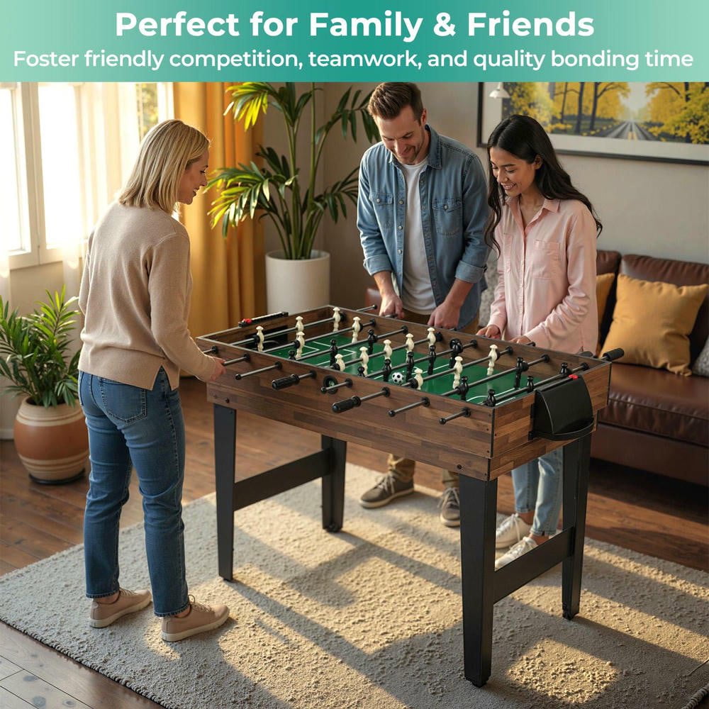 Resenkos 10-in-1 Multi-Game Table Set with Foosball, 50 Inch - Brown