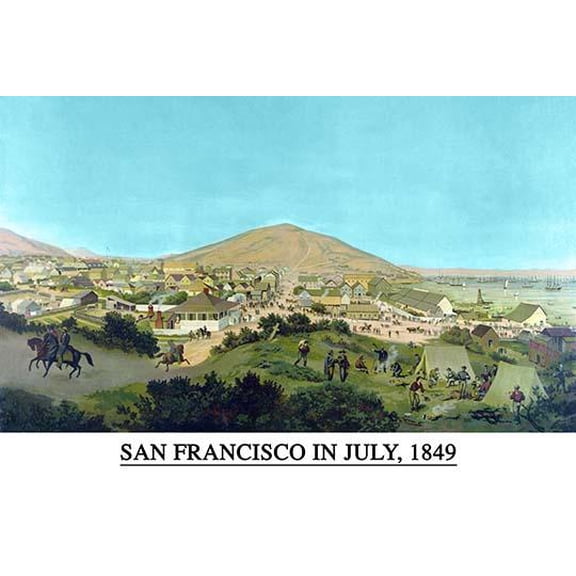 San Francisco in July 1849 from present site of S.F. Stock Exchange- Fine Art Canvas Print (20" x 30")