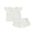 thumbnail image 1 of Newborn Baby Girl Summer Clothes Ribbed Sleeveless Top Elastic Short Pants 2Pcs Set White 3-6 Months, 1 of 8