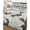 thumbnail image 3 of Quilts King Size Bedding Set, White Magnolia Lightweight Quilted Comforter, Spring Floral Blossom Flowers Plants Light Blue Soft Bedspread Coverlet with Pillow Covers for All Season, 96" x 106", 3 of 7