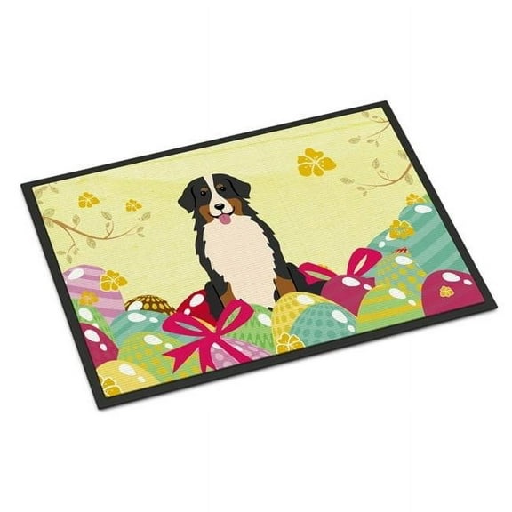 Carolines Treasures BB6036MAT 18 x 27 in. Easter Eggs Bernese Mountain Dog Indoor or Outdoor Mat