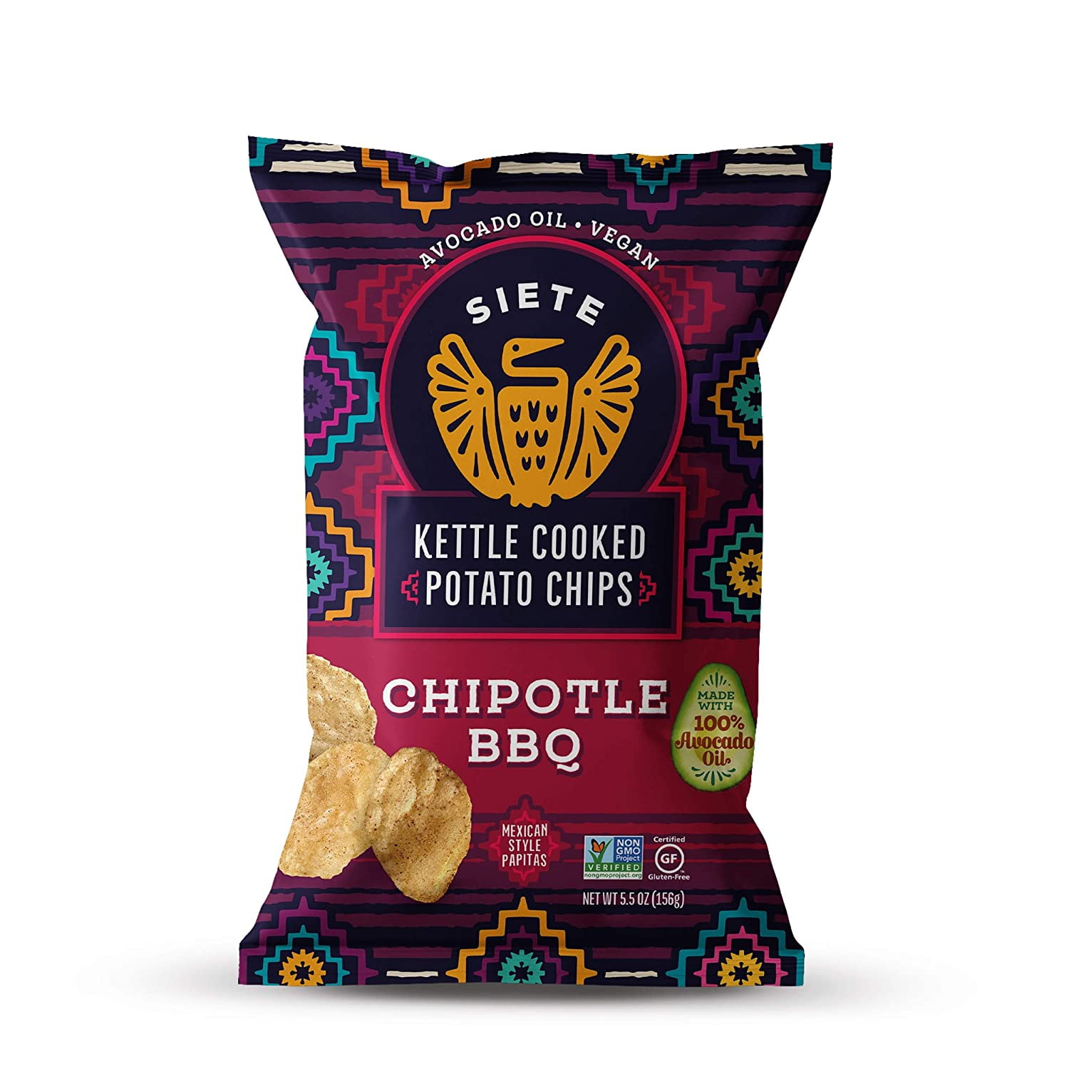 Siete Grain Free Kettle Cooked Chipotle BBQ Potato Chips, GlutenFree, Paleo, Vegan, NonGMO, 5.