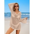 thumbnail image 3 of Charmo Womens V Neck Swim Cover Up Hollow Out Swimwear Tie Back Bikini Beachwear, 3 of 7