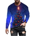 thumbnail image 3 of UVEASISHA Today Sales Funny Christmas Tee Shirts for Men Stretchy Slim Fit Long Sleeve T-Shirts Big And Tall Fashion Xmas Tree Print Graphic Tees Mens Novelty Holiday Gifts Blue S, 3 of 6