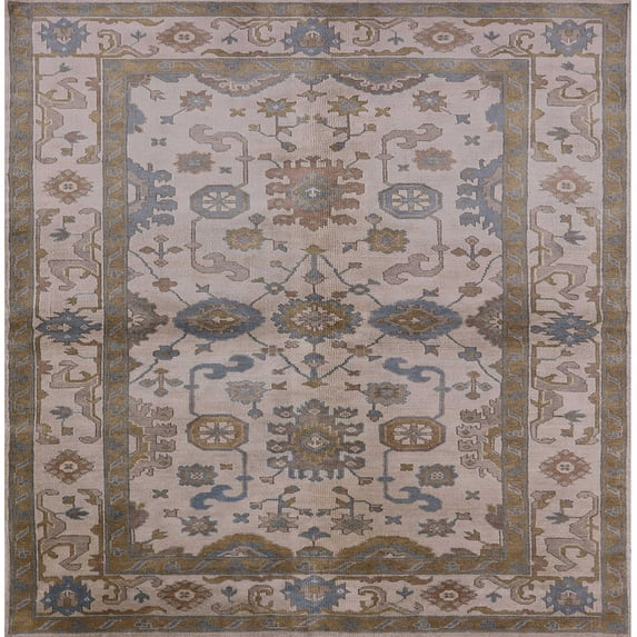 Ahgly Company Indoor Square Mid-Century Modern Puce Purple Oriental Area Rugs, 7' Square