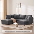 thumbnail image 3 of 89*79" Modern Modular Sectional Sofa with Deep Seat, Vertical Stripes, 5 Seat Corner Couch with Movable Ottoman, Throw Pillows,L-Shaped Comfy Cloud Indoor Furniture for Living Room, Apartment, Gray, 3 of 9
