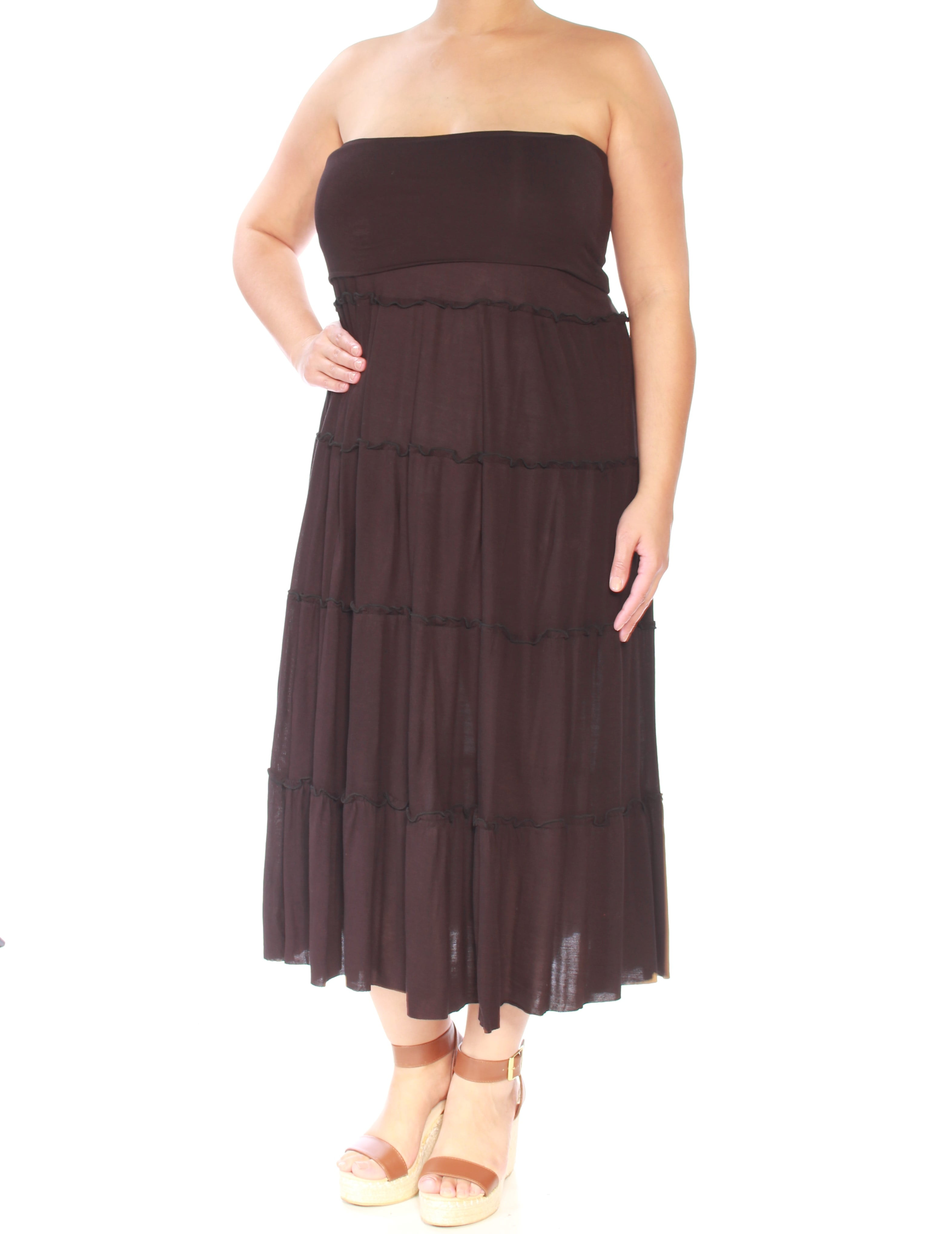 INC INC Womens Black Ruffled Convertible Sleeveless