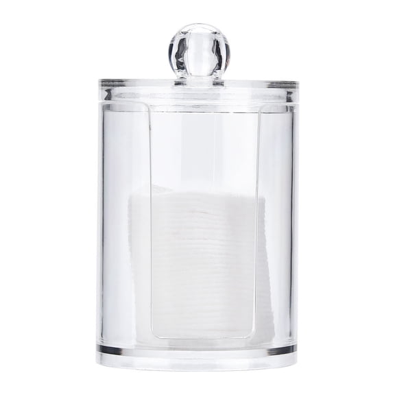 Clear Round Acrylic Makeup Cotton Pad Swab Holder and Cosmetic Storage Organizer Box Dustproof Case for Vanity and Countertop