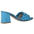 thumbnail image 3 of Soda Shoes Women Block High Heel Sandals Braided Band Square Toe Satin SHAUNA-S Turquoise Blue 6, 3 of 3