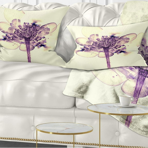 Designart Fractal Flower Light Pink - Floral Throw Pillow - 12x20