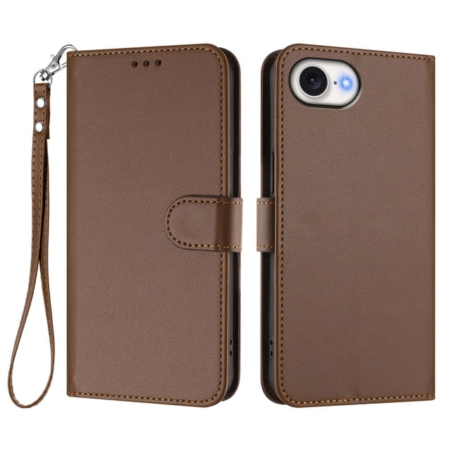 GANGXUN Wallet Case for iPhone 16e – Magnetic Closure, RFID Blocking, Wrist Strap, Wireless Charging Compatible