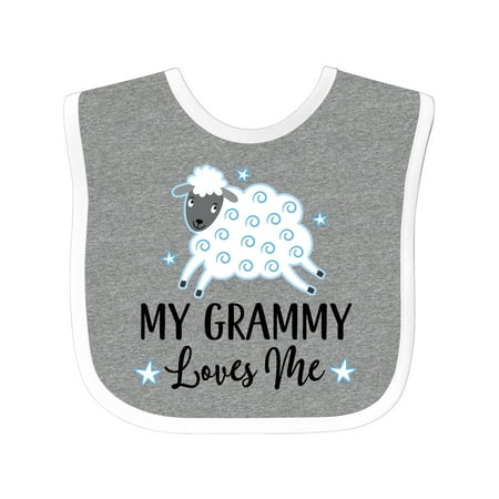 

Inktastic Grammy Loves Me Grandson Lamb Gift Baby Boy or Baby Girl Bib