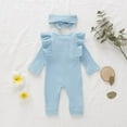 thumbnail image 3 of Xmarks Newborn Baby Boy Girl Knitted Romper Jumpsuit Solid Long Sleeve Legging Bodysuit Playsuit Clothes Blue 0-3M, 3 of 8