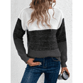 thumbnail image 3 of Womens Long Sleeve Sweater Crew Neck Casual Loose Knit Multicolor Top Black XL, 3 of 6