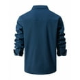 thumbnail image 4 of Men's High Quality Cargo Shirts Long Sleeve Buttons Blouses Lapel V Neck Tops Two Front Pocket Ultra Cotton Mens Blouses Dark Blue,S, 4 of 6
