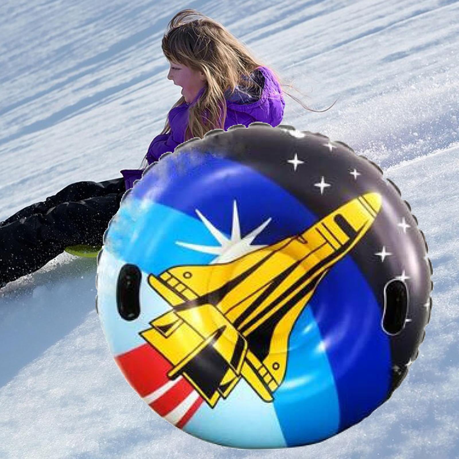 DimyFew Inflatable PVC Snow Tube Freeze-resistant -thick Bottom Recreation Sports Skiing 120cm Round Rocket
