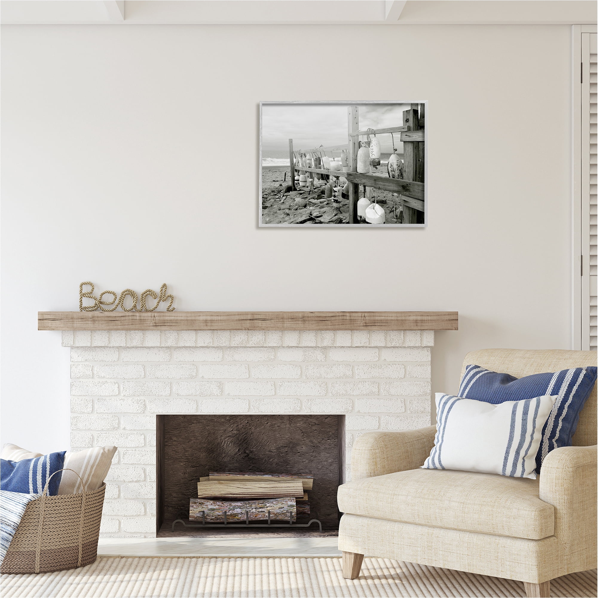 Stupell Industries Nautical Buoys Landscape Landscape Photography Gray Framed Art Print Wall Art, 30 x 24