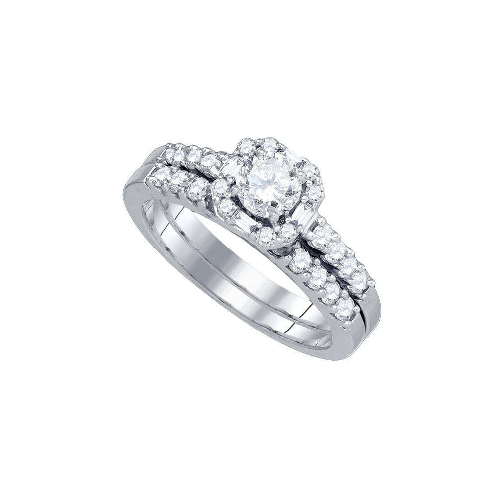 Jewels By Lux 14kt White Gold Womens Round Diamond Bridal Wedding