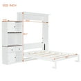thumbnail image 3 of Queen Size Murphy Bed with LED Strip and Wine Rack, Space-Saving Wall Bed Frame with Cabinets and Drawers, Foldable Platform Bed for Guest Room Home Office, White, 3 of 9