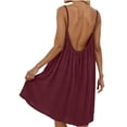 thumbnail image 4 of CIENVNSTG Dresses for Women 2026 V Neck Backless Cami Dresses Sleeveless Open Back Dress Spring Summer Spaghetti Strap Dresses Wine XL, 4 of 4