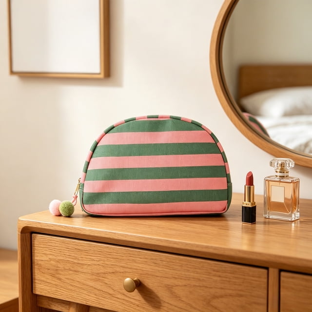Bolsa de maquillaje con forma de concha marina para viajes, organizador con múltiples compartimentos, poliéster ligero, multicolor, 21.5x13x3 cm