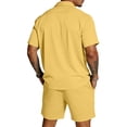 thumbnail image 7 of CONZONE Mens 2 Peice Beach Outfits Solid Color Short Sleeve Buttons Up Shirts Shorts Sets Breathable Summer Tracksuits, 7 of 7